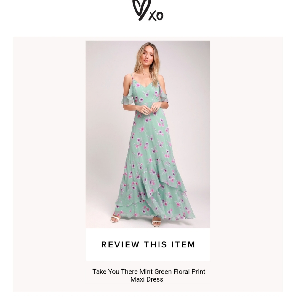 Lulu's Take You There maxi cold shoulder dress women's medium mint green.